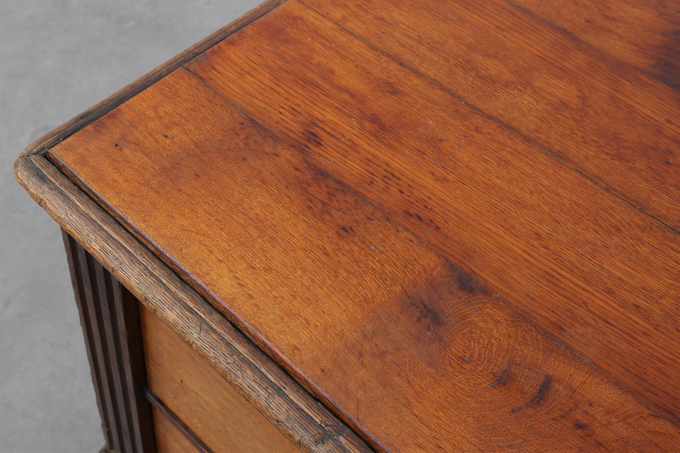 French Louis XVI Oak Commode with Fluted Corner Posts and Brass Handles, circa 1800thumbnail